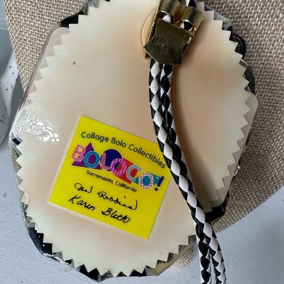 One of a Kind Handcrafted Western Christmas Bolo Tie Santa Collage Statement - Picture 5 of 5